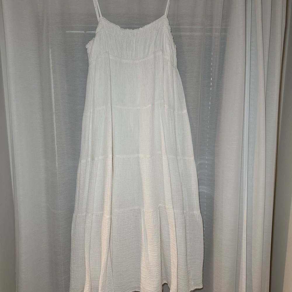 Zara White Tiered Maxi Sundress